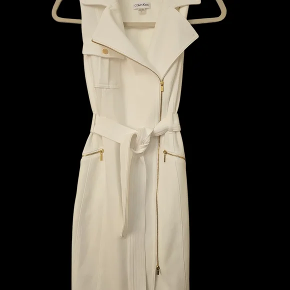 Calvin Klein White Sleeveless Trench Coat - Picture 1 of 5